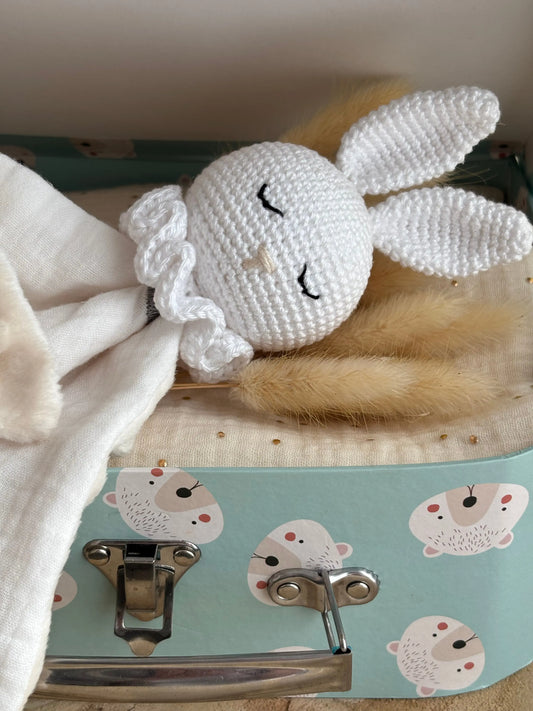 Doudou Lapin Blanc - Doudou personnalisé au crochet Ma boutique